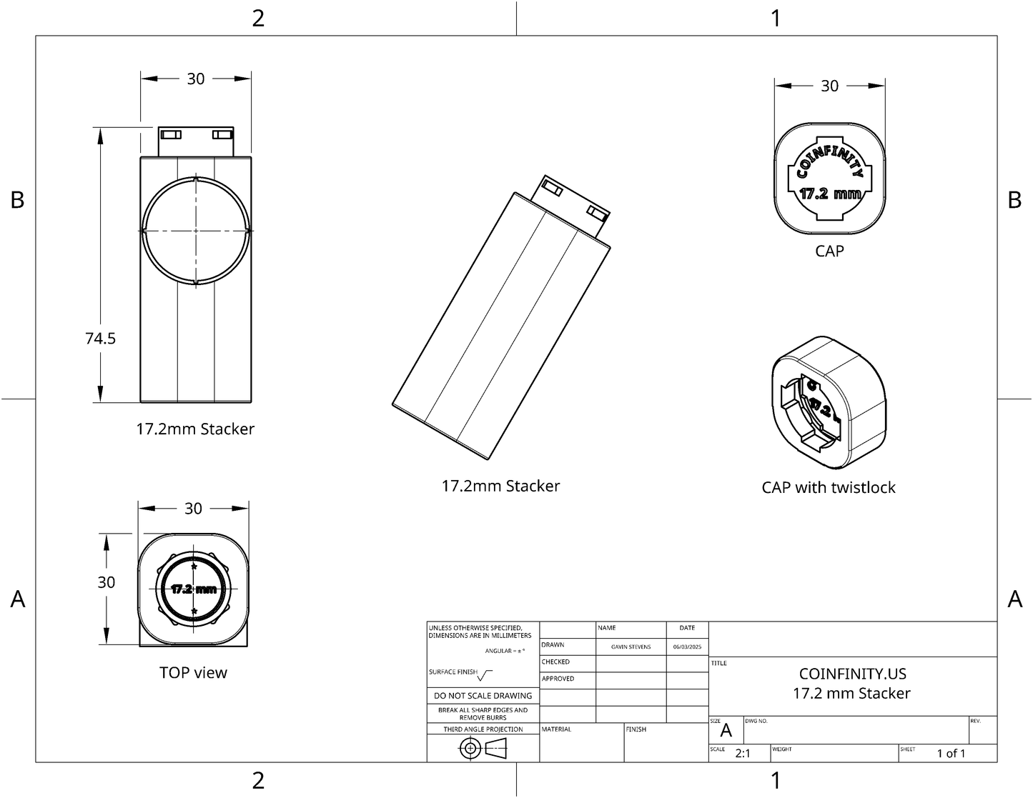 COINFINITY 17.2mm Coin Stacker – NFC-Enabled Smart Storage - 2 Pack