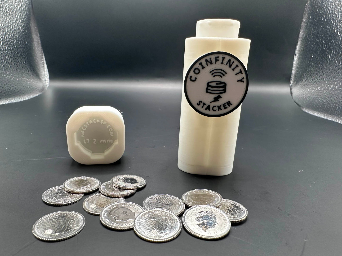 COINFINITY 17.2mm Coin Stacker – NFC-Enabled Smart Storage - 2 Pack