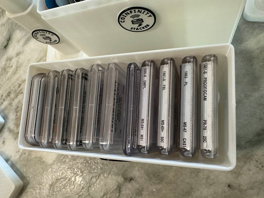 COINFINITY 2x60 Slab Bin – Modular Bin for PCGS/NGC Graded Coin Slabs (Tag Included)