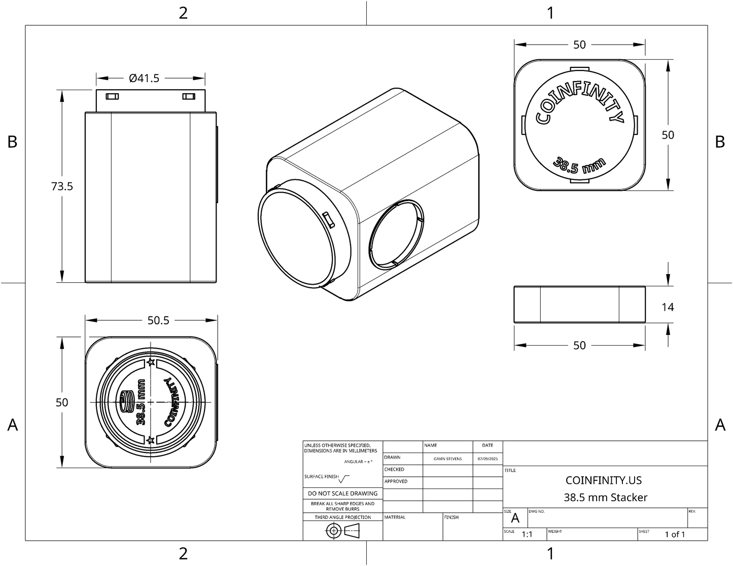 COINFINITY 38.5 mm Coin Stacker – NFC-Enabled Smart Storage - 2 Pack