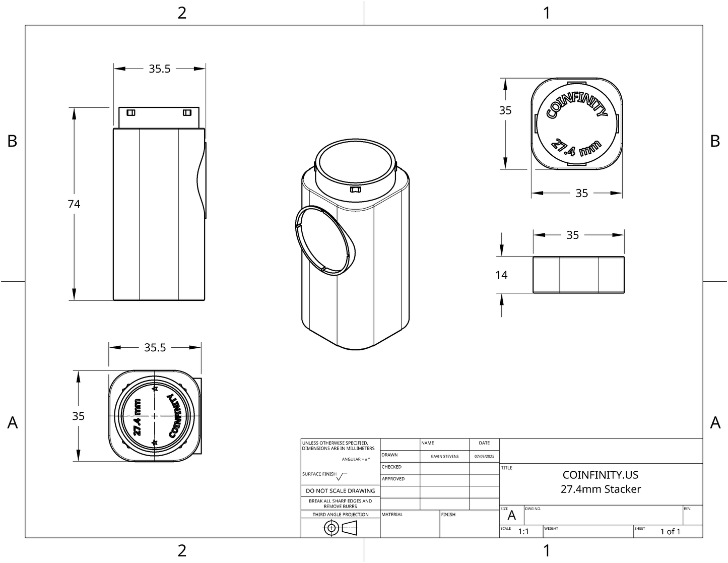 COINFINITY 27.4mm Coin Stacker – NFC-Enabled Smart Storage - 2 Pack