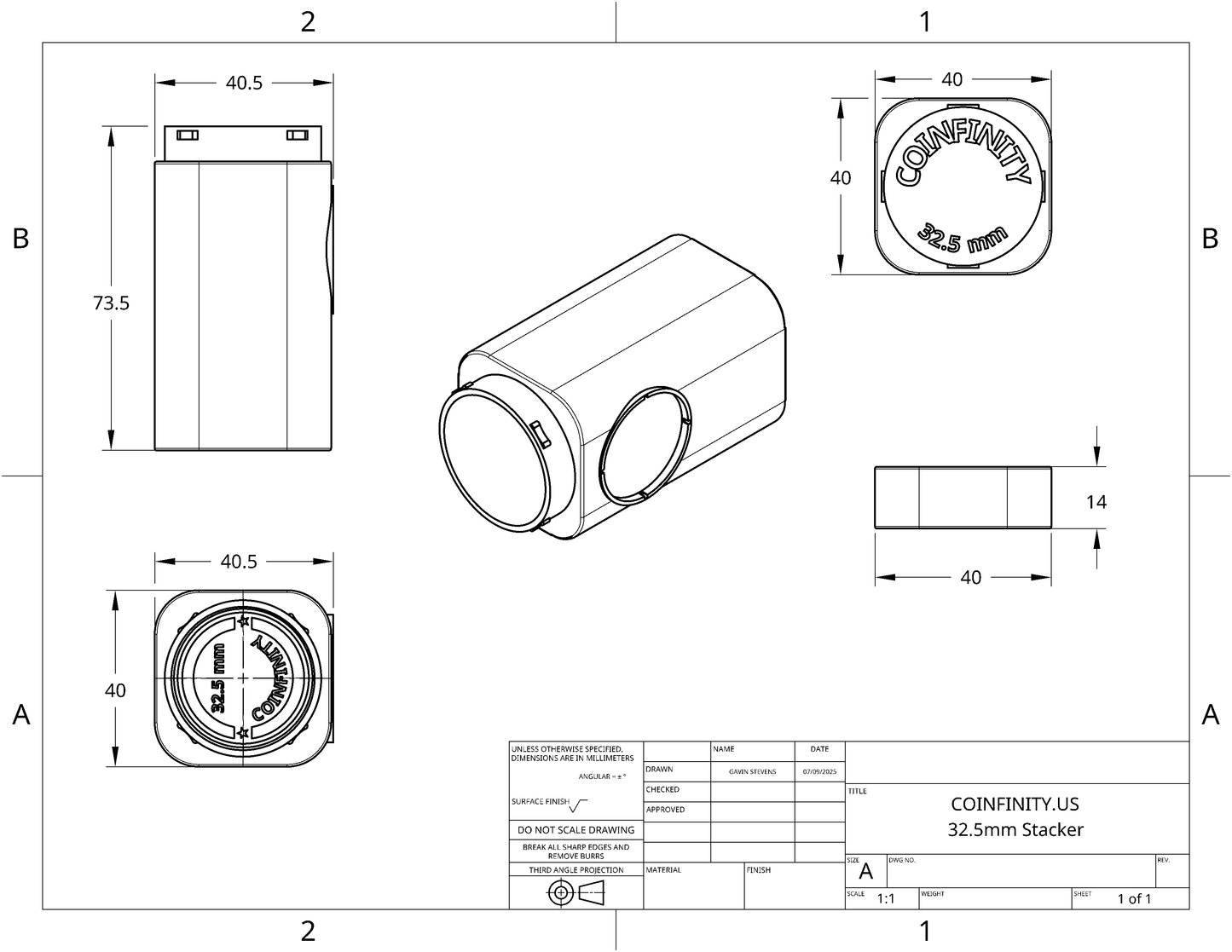 COINFINITY 32.5 mm Coin Stacker – NFC-Enabled Smart Storage - 2 Pack